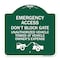 Signmission Emergency Access Don't Block Gate Unauthorized Vehicles Towed at Vehicle Owners Expe, GW-1818-24112 A-DES-GW-1818-24112 - alternate 1